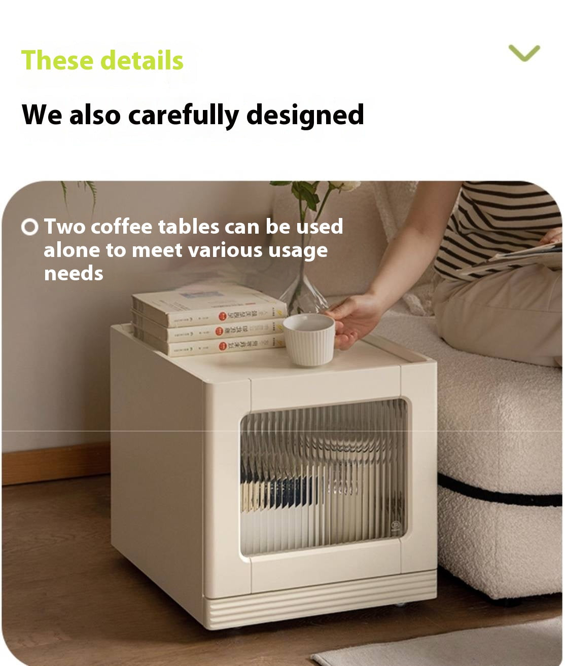 Poplar Solid Wood Cream Style Coffee Table Combination