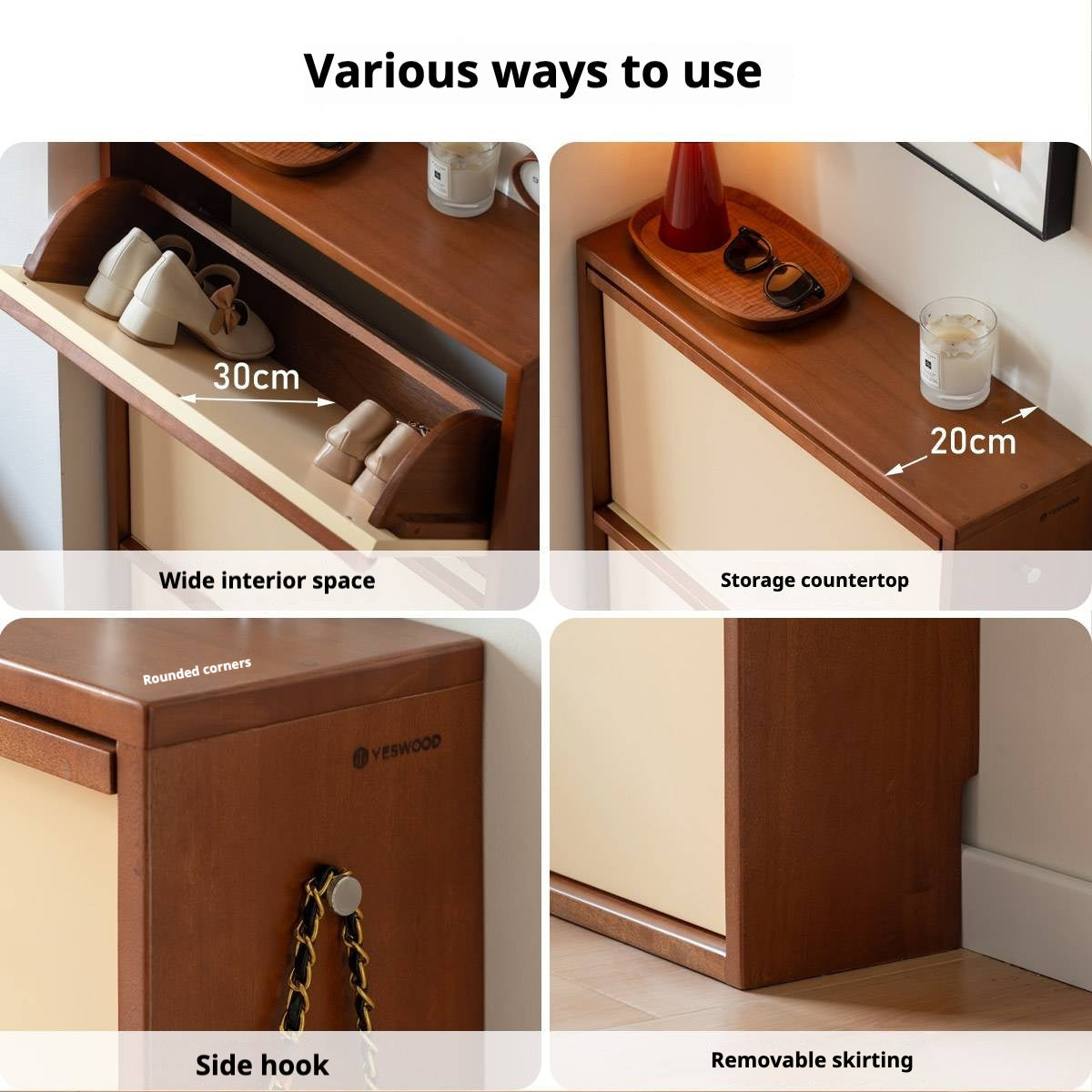 Poplar Solid Wood Middle Ages Style Shoe Cabinet