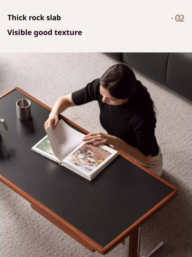 Poplar Solid Wood Ancient Style Rock Plate Tea Table