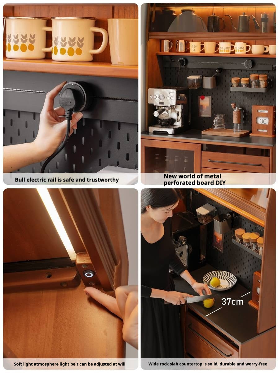 Poplar Solid Wood Antique Style Rock Board Buffet