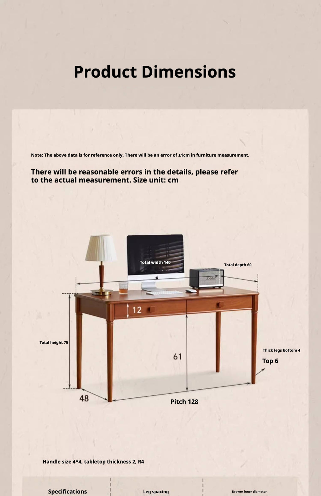 Tulip Tree Solid Wood Medieval Style Desk