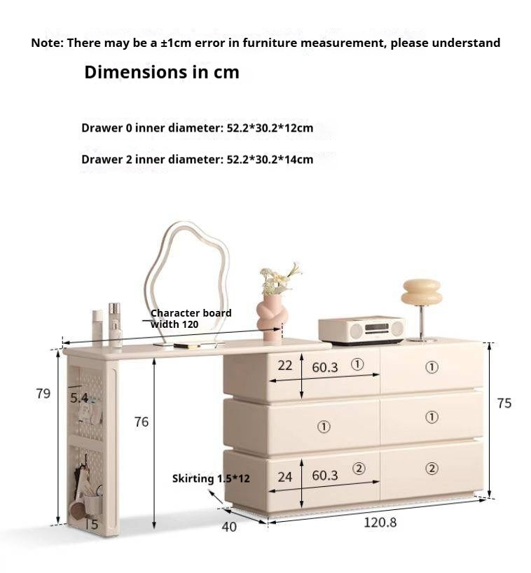 Solid Rubberwood Modern Dressing Table